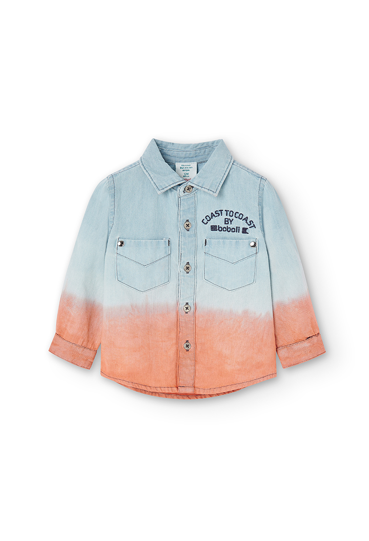 Camisa denim manga comprida matizado