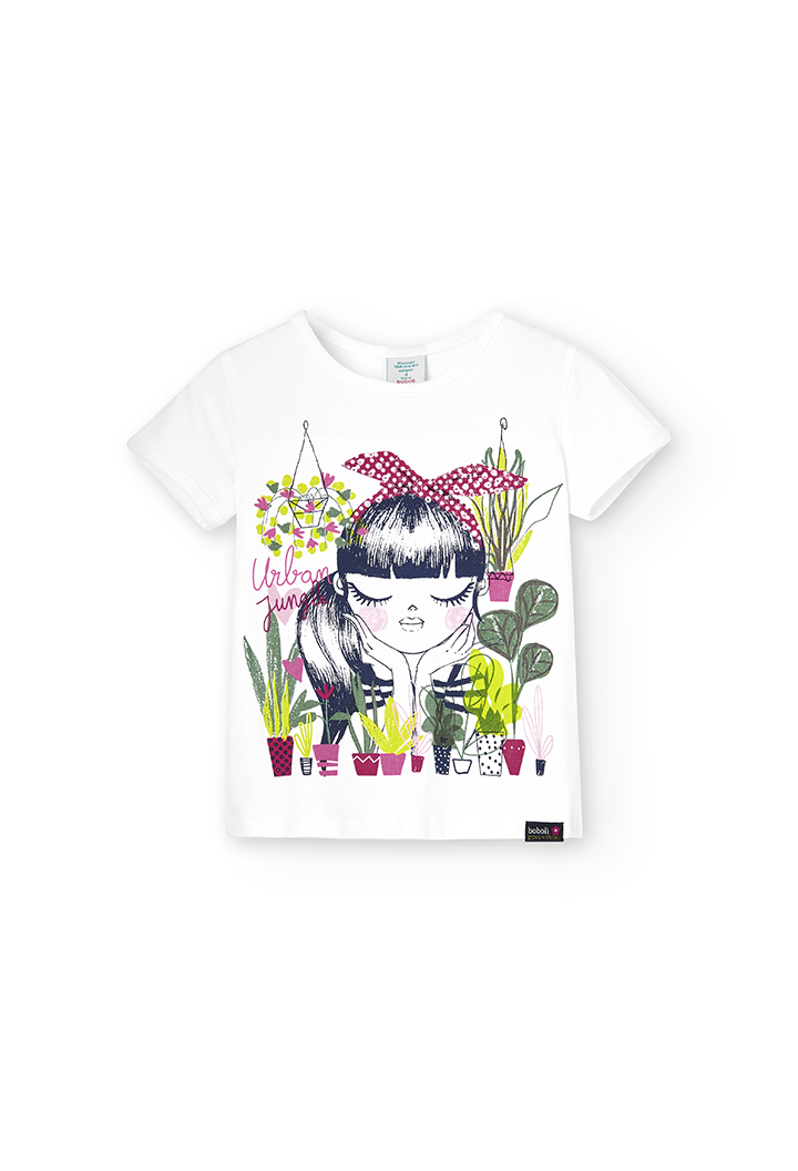 Camiseta malha elástica para menina