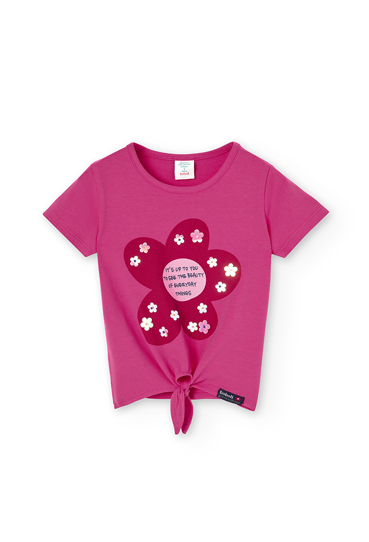 Camiseta malha elástica para menina