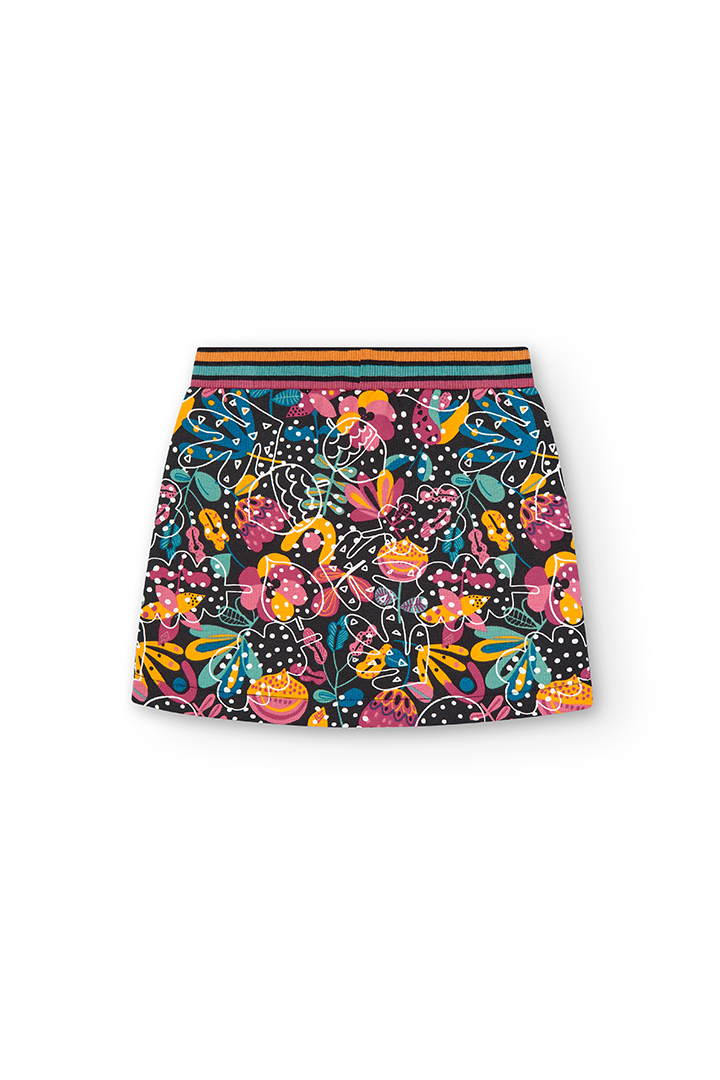 Saia felpa floral para menina