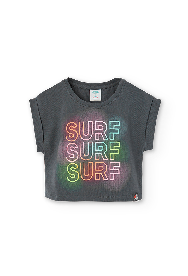 Camiseta malha elástica para menina