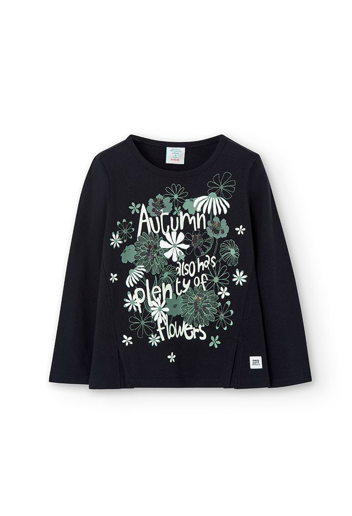 Camiseta malha manga comprida para menina
