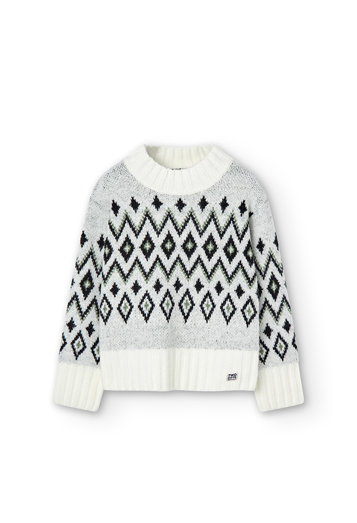 Pullover tricot jacquard para menina