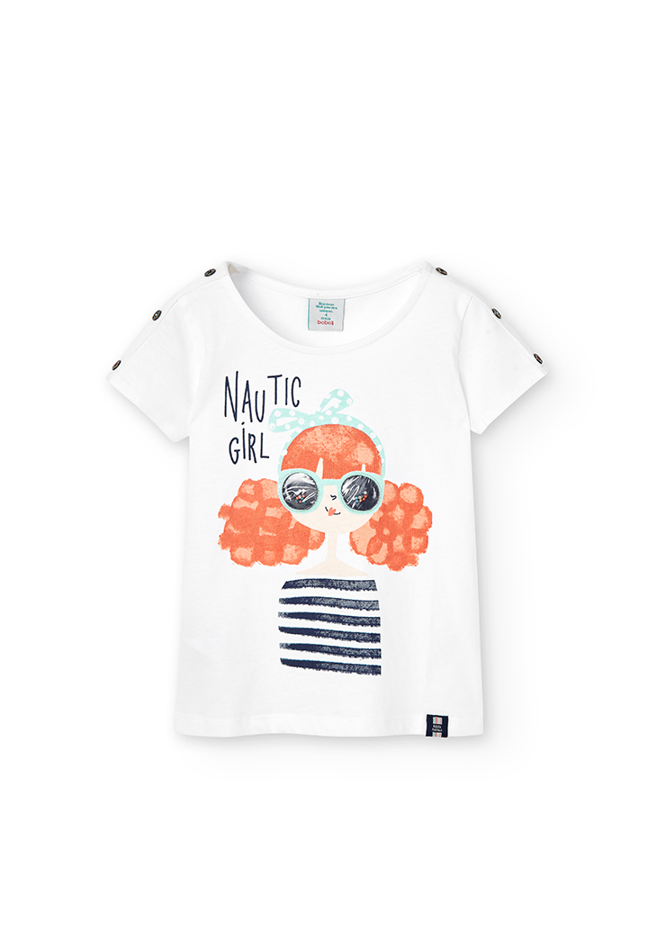 Camiseta malha elástica para menina