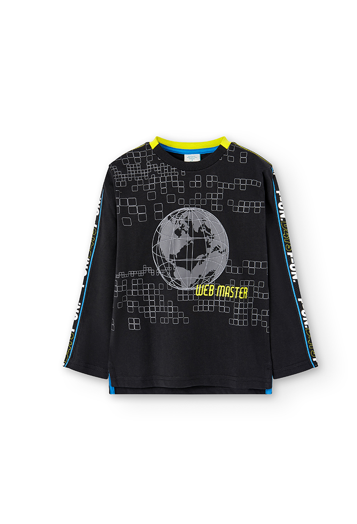 Camiseta malha manga comprida para menino