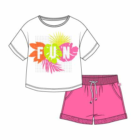 Conj. camiseta fest e calção lola beach stories