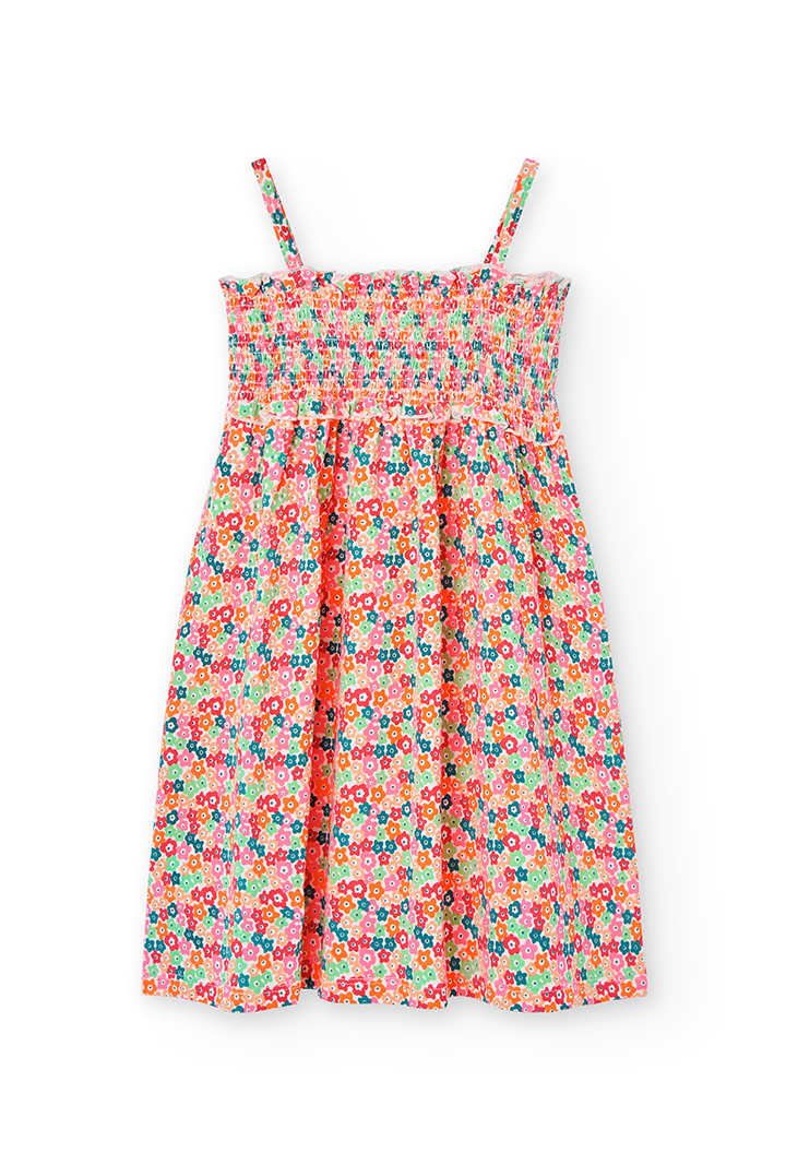 Vestido malha floral para menina