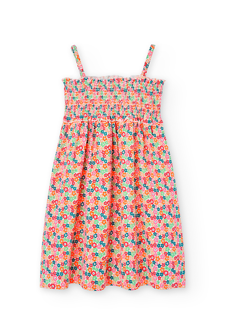 Vestido malha floral para menina