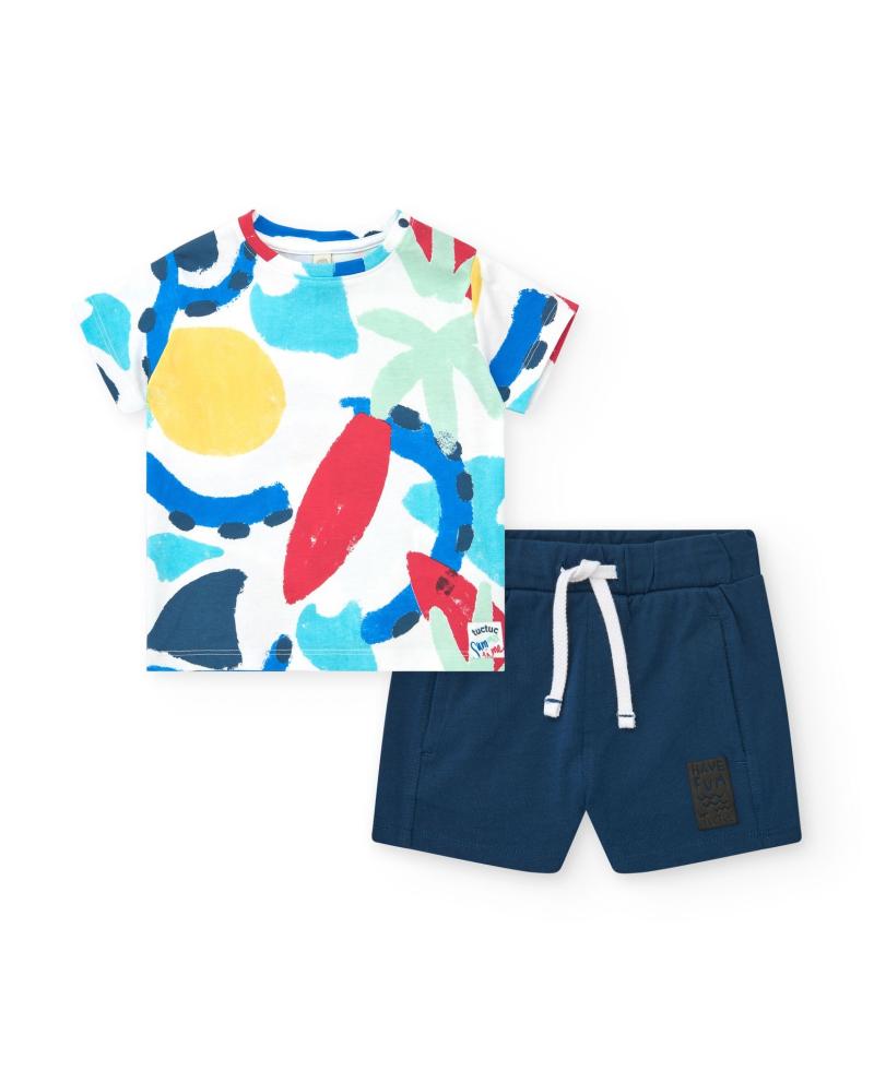 T-shirt e bermudas ajustavel algodão