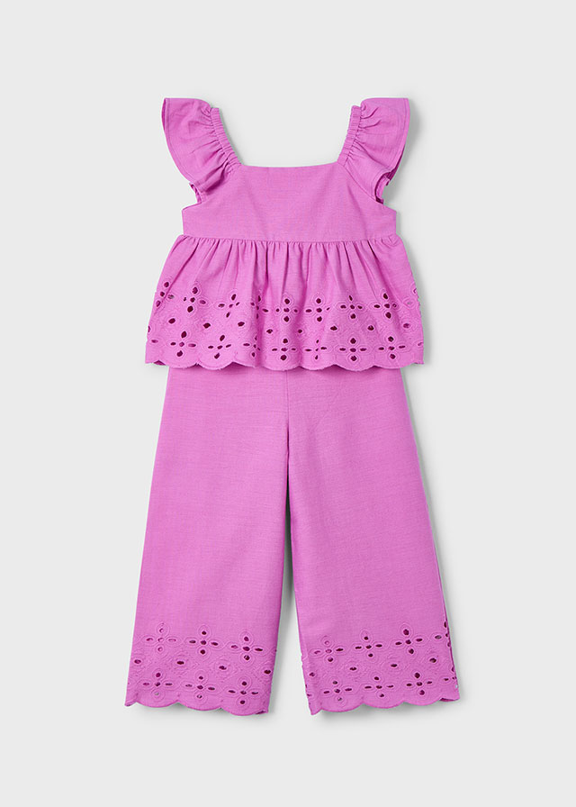 Conj. calça e top perfurados        