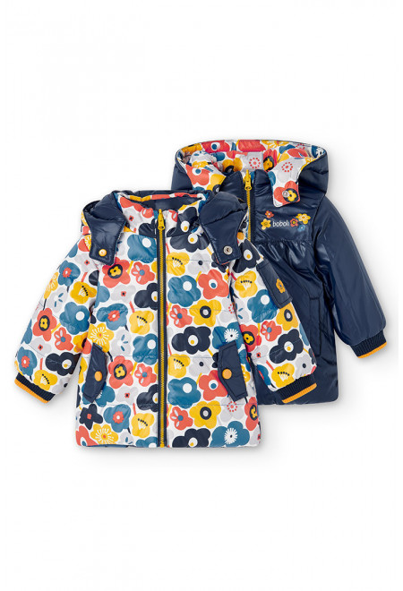Parka reversível floral para o bebé menina