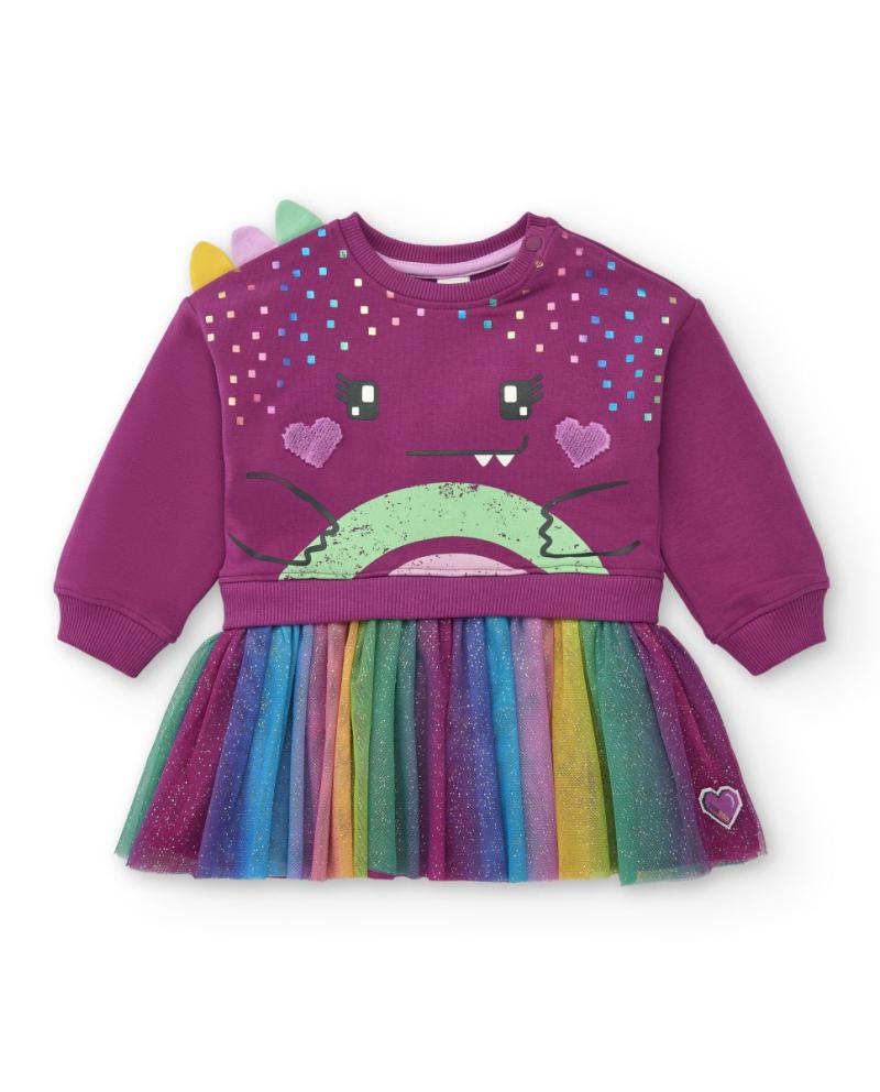 Vestido cardado e tule